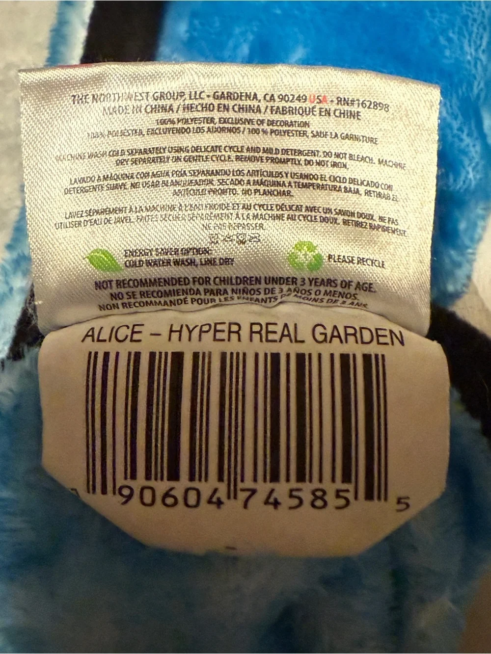 Northwest Alice in WonderflandPlush Item in Blue, Black, White Cheshire Cat